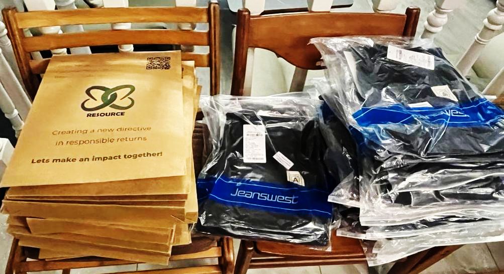 Sorted clothes on ReSource envelopes